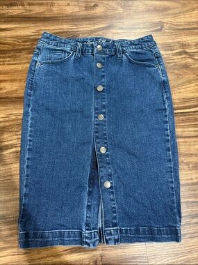 Universal Thread Dark Blue High-Rise Button-Front Denim Skirt
